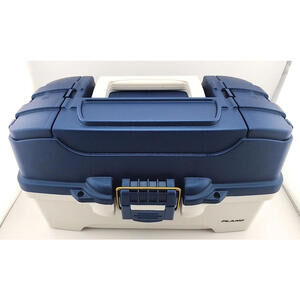 Plano 2-Tray Tackle Box with Dual Top Access, Blue Metallic/Off White, Premium